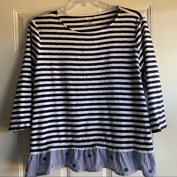 Talbots Tops - Talbots Navy/White Striped Peplum Blouse - Size 2X